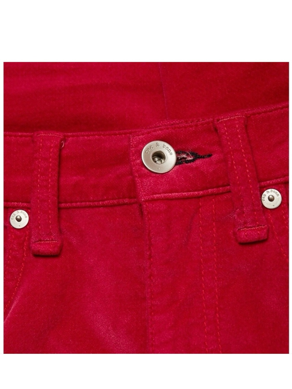 rag & bone Red High-Rise Ankle Skinny Jeans - Picture 4 of 10